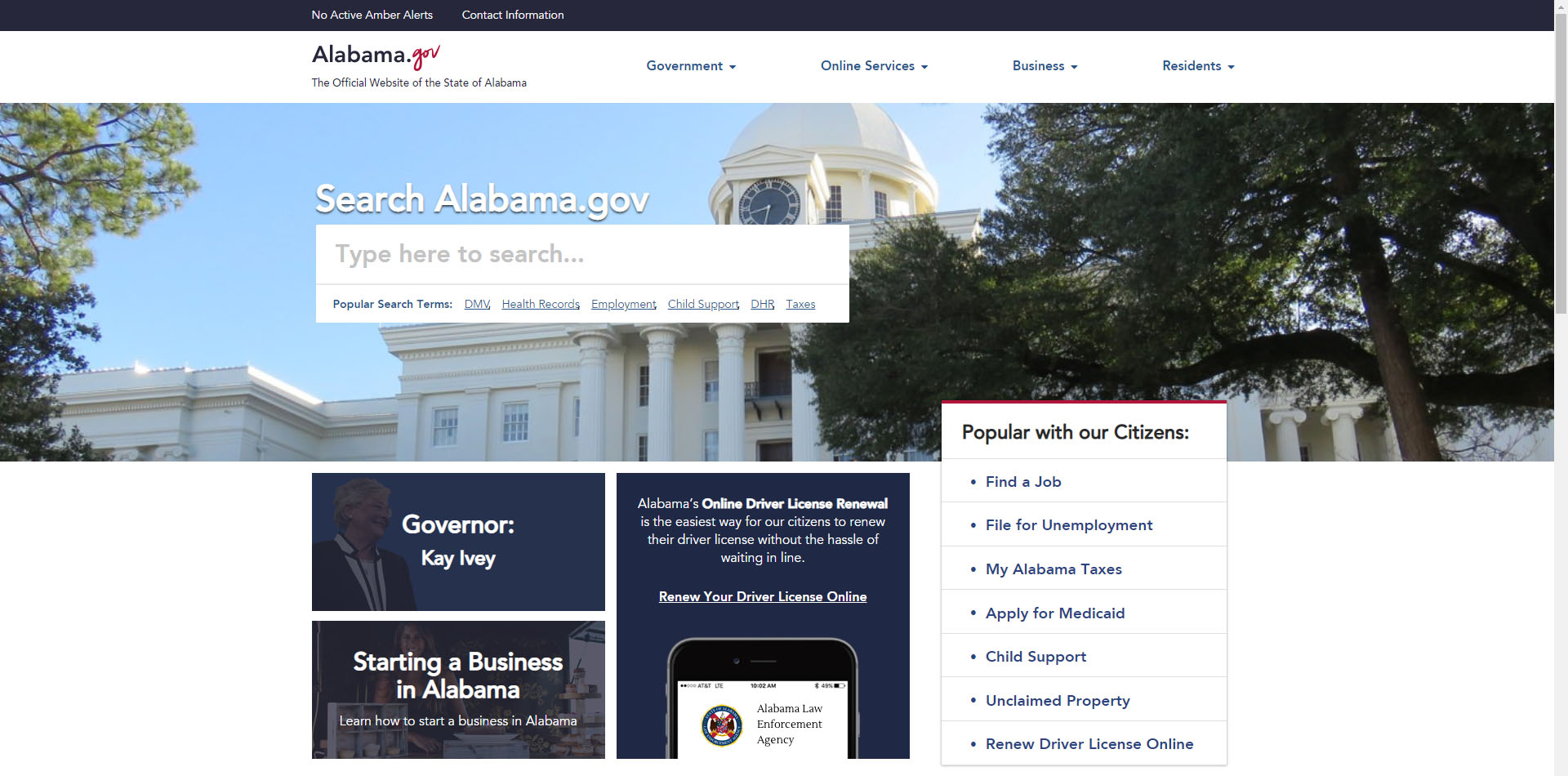 alabama website screenshot